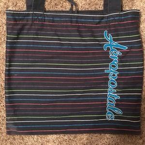 Aeropostale tote bag; Navy blue striped.